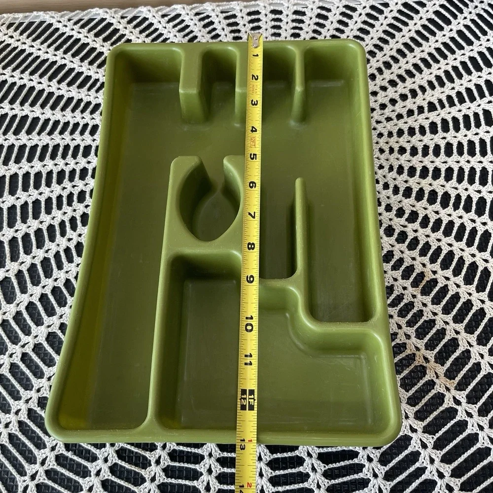 Vintage Rubbermaid Silverware Flatware Utensil Holder Tray 2921 Avocado‎ Green